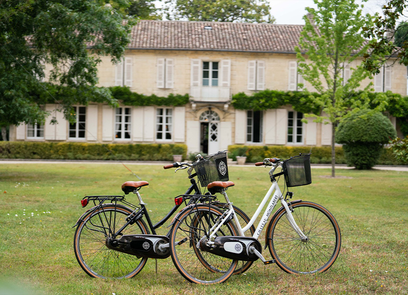bikes in the garden of Château Montlabert